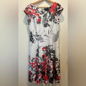 Nine West Red and Black Floral Dress